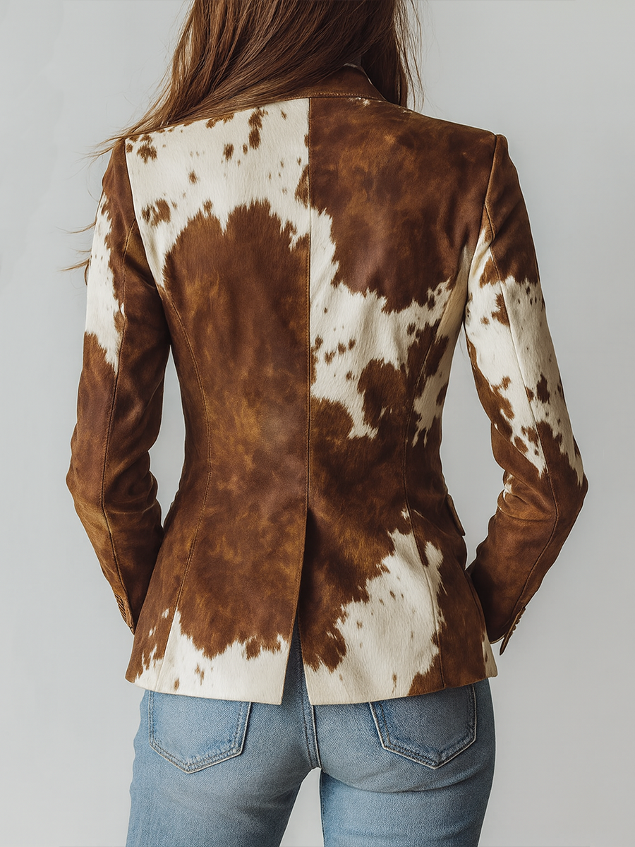 Perpetua | Vintage Cow-Print Eco-Friendly Blazer