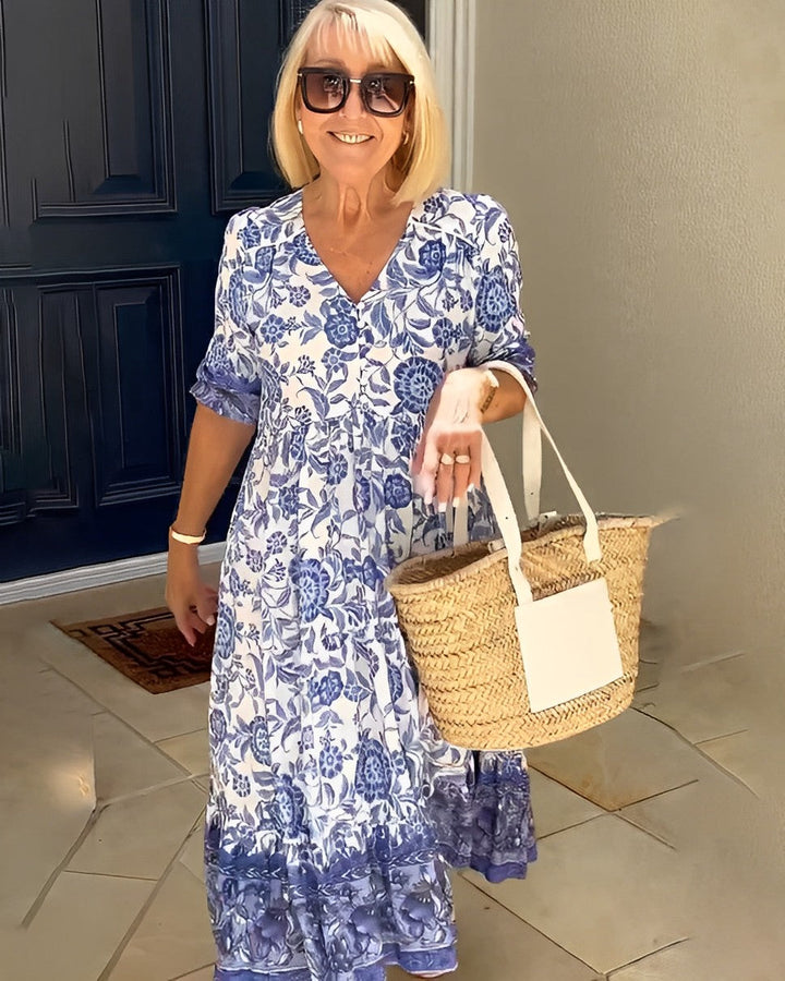 Kelsey | Graceful V-Neck Floral Dress