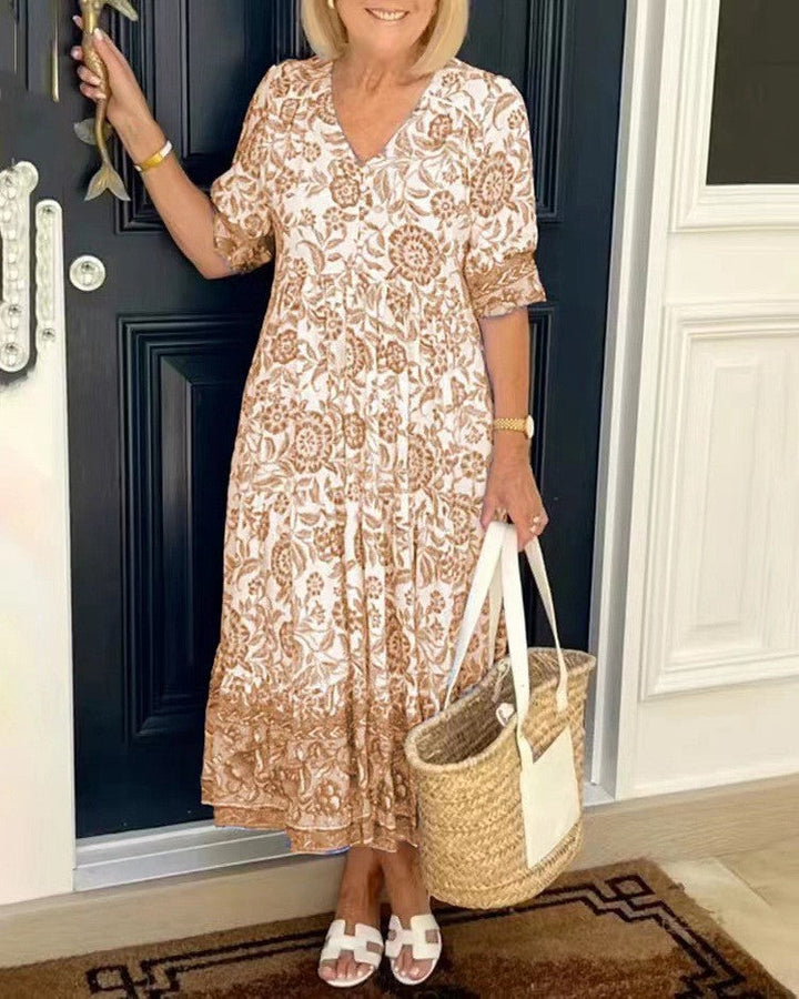 Kelsey | Graceful V-Neck Floral Dress