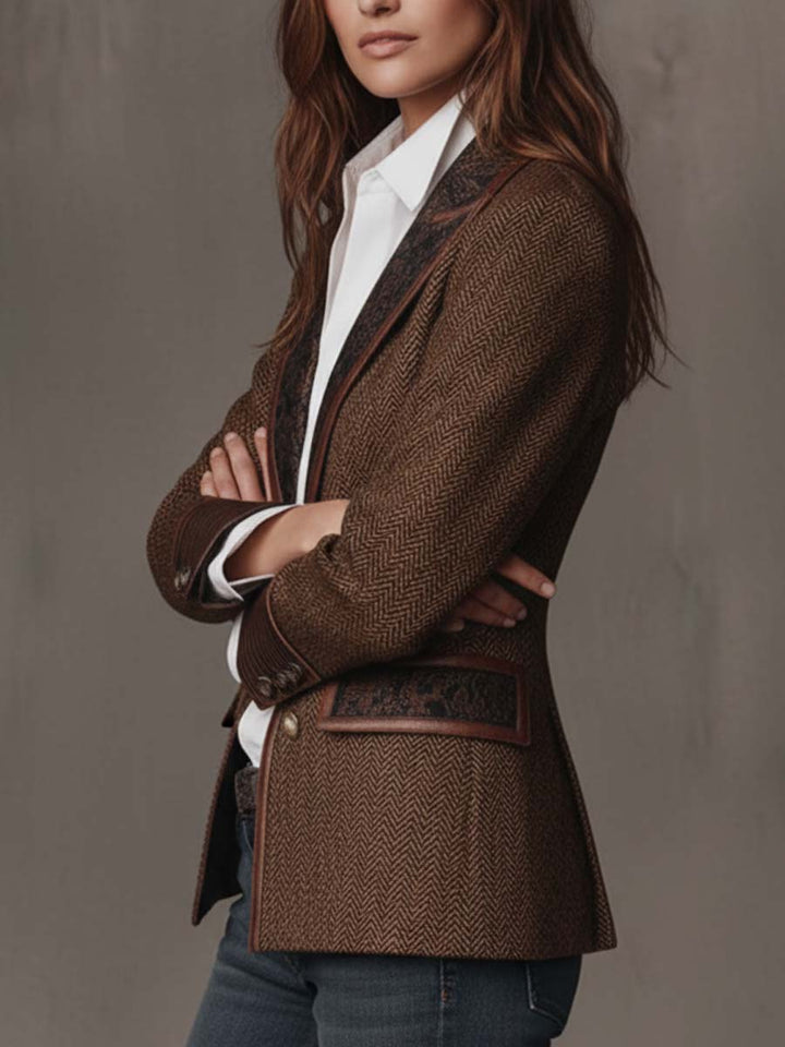 Odalys | Herringbone Printed Panel Blazer