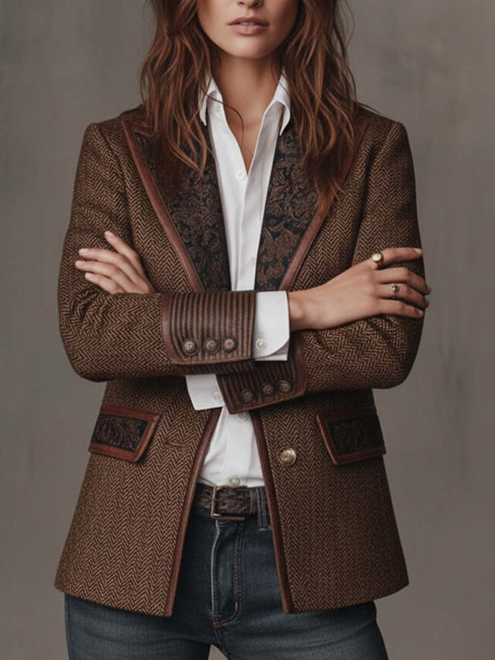 Odalys | Herringbone Printed Panel Blazer