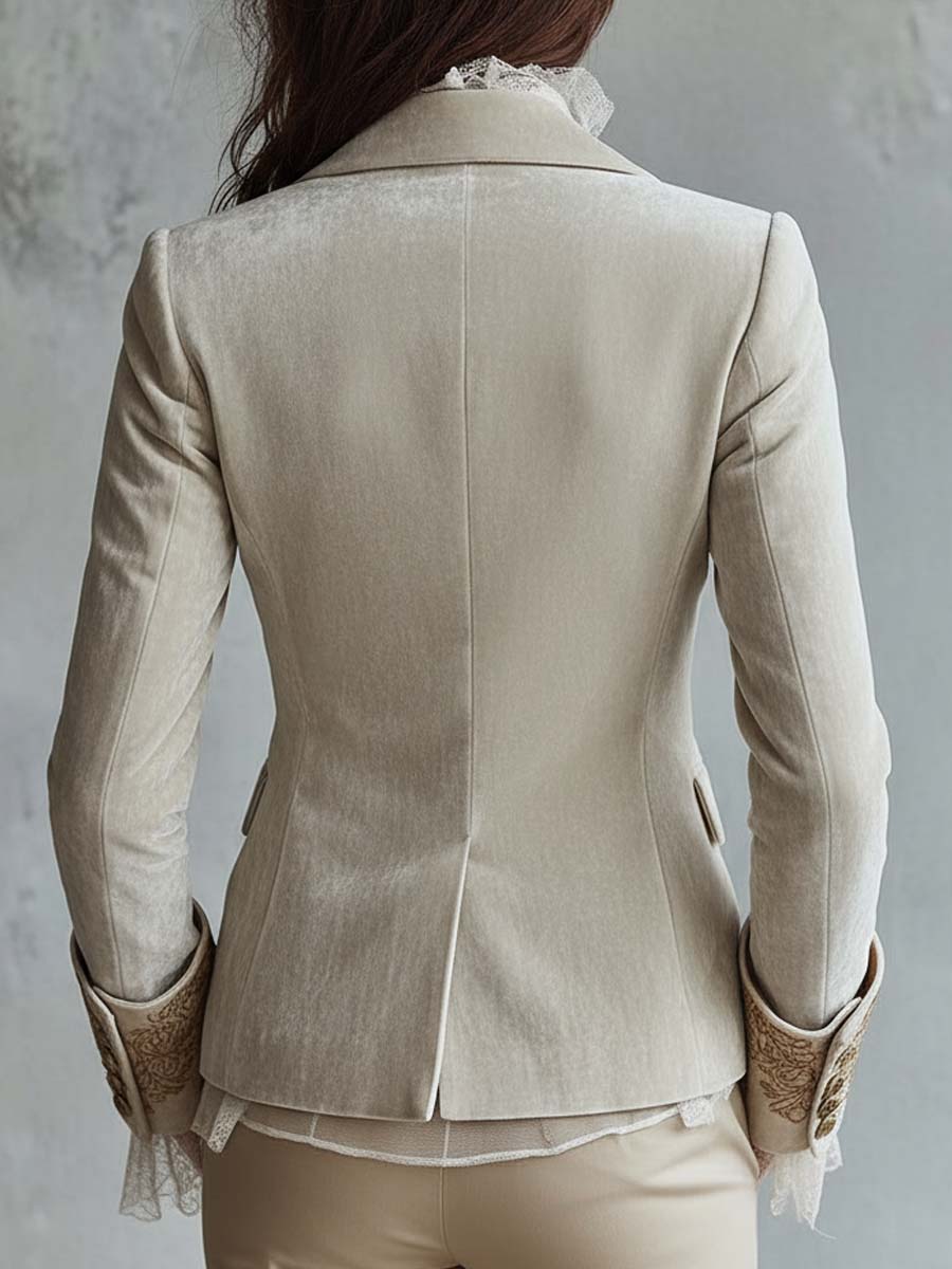 Seraphina | Ivory Embroidered Tailored Blazer