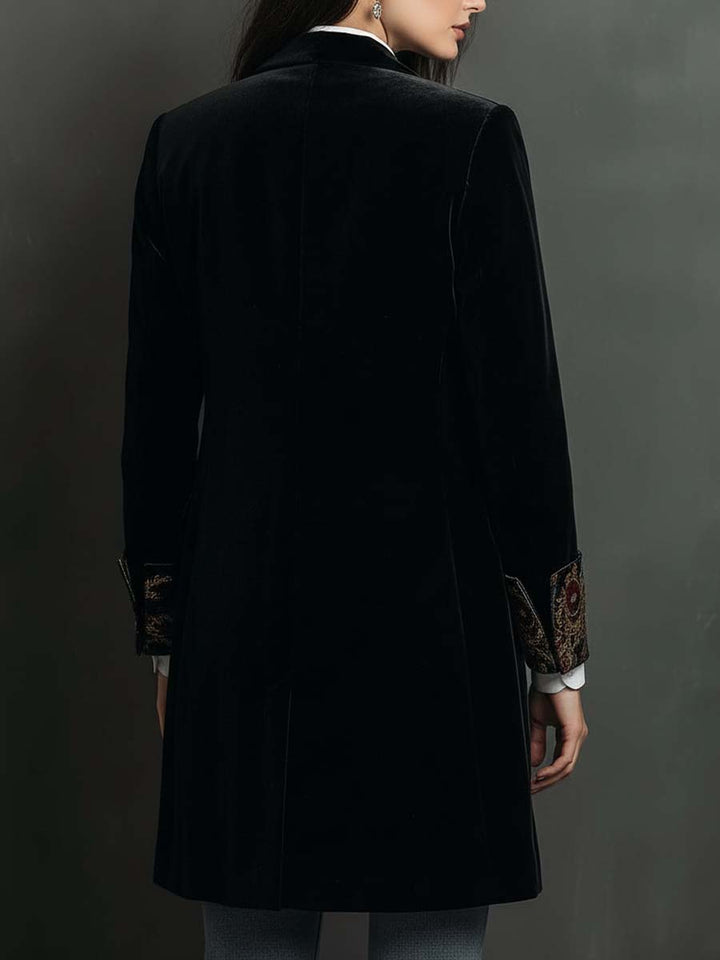 Isolde | Black Baroque Print Slim-Fit Blazer