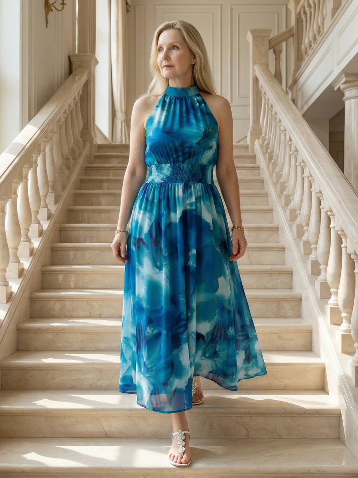 Silke | Gathered Halter Midi Dress