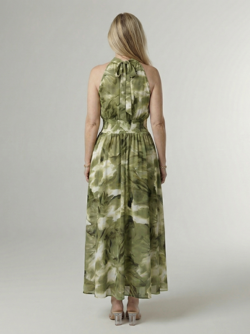 Silke | Gathered Halter Midi Dress