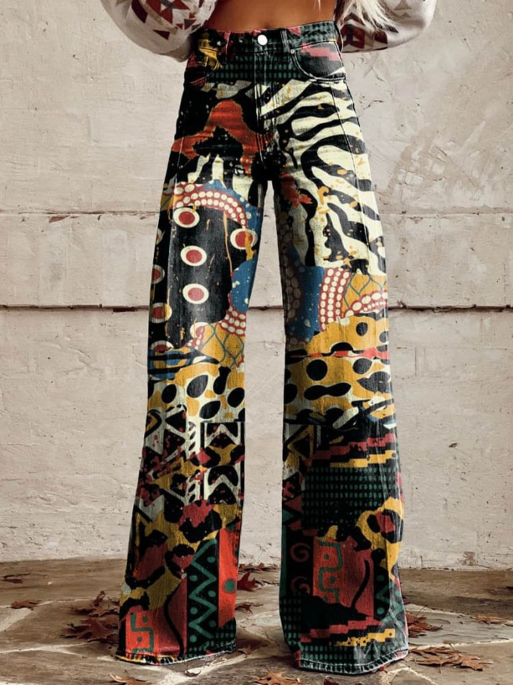 Cosima | Artistic Print Wide-Leg Trousers