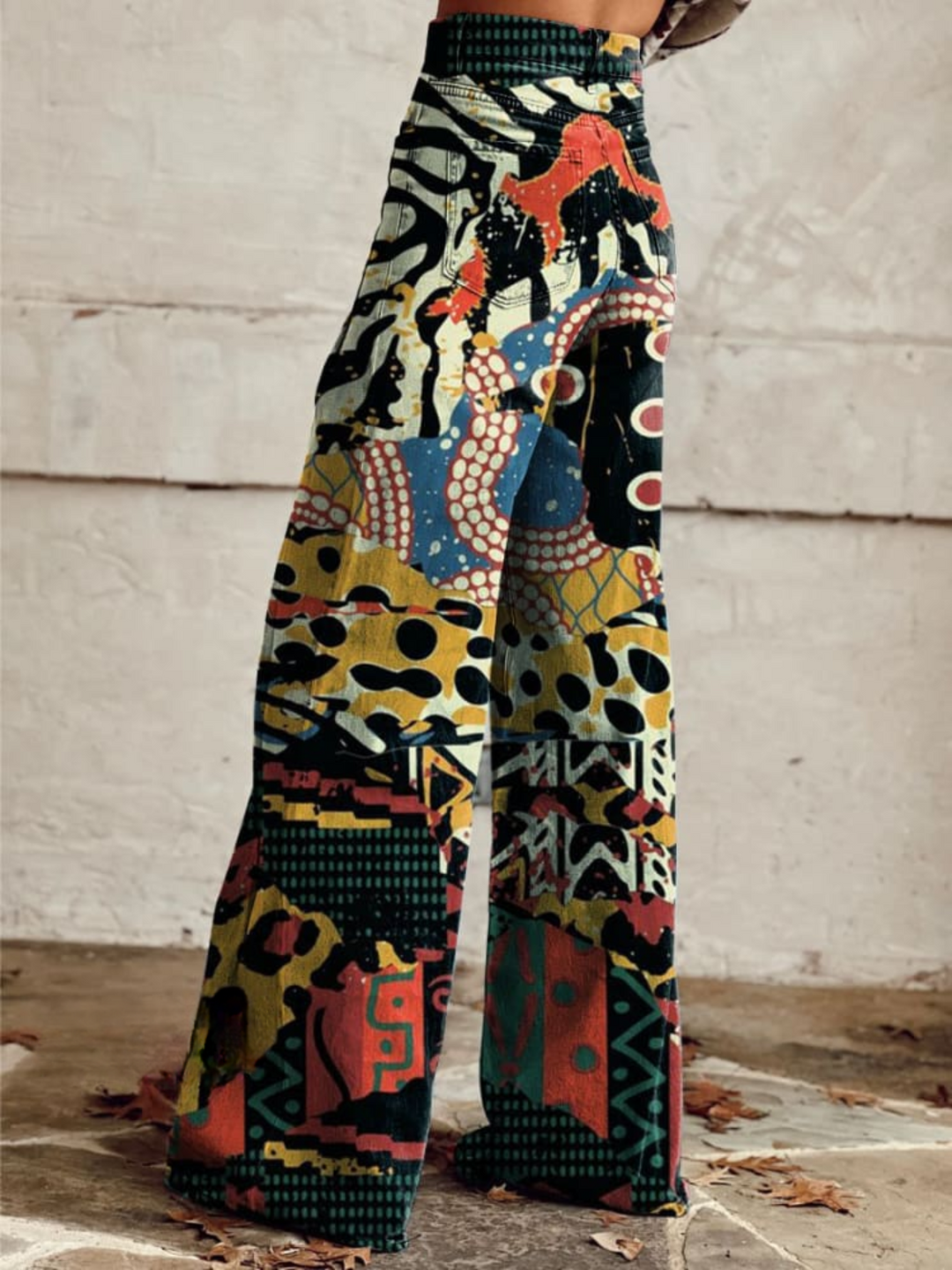 Cosima | Artistic Print Wide-Leg Trousers