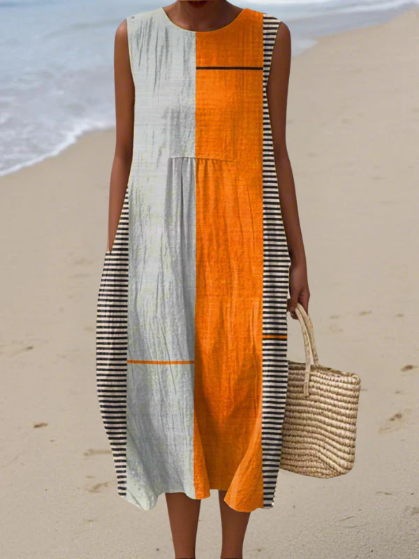 Isla | Colour-Block Stripe Midi Dress