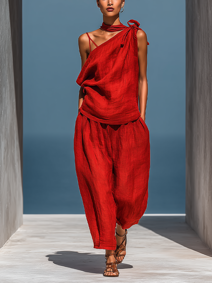 Odile | Red Linen Set