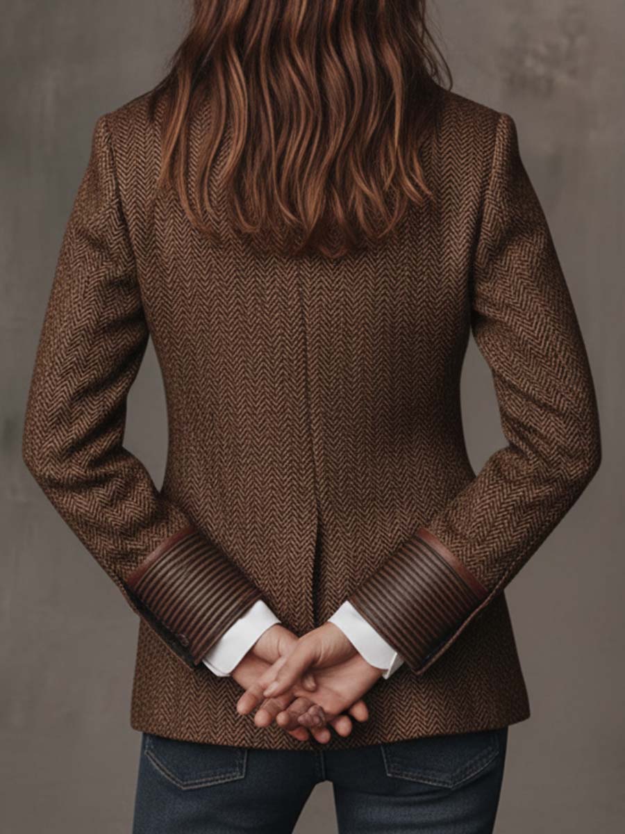 Odalys | Herringbone Printed Panel Blazer