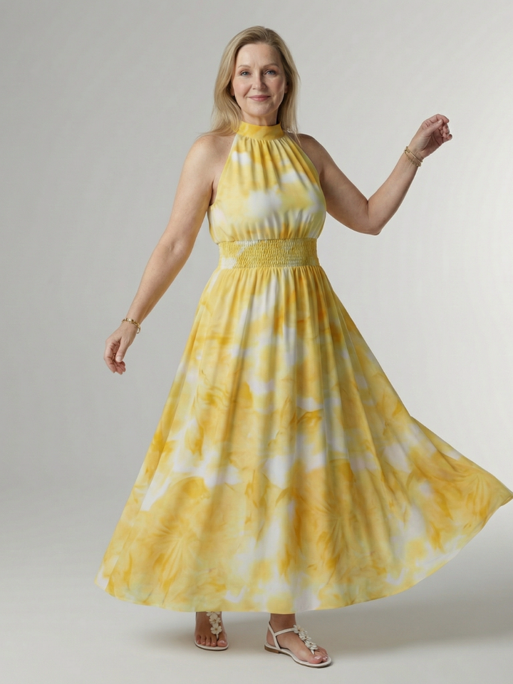 Silke | Gathered Halter Midi Dress