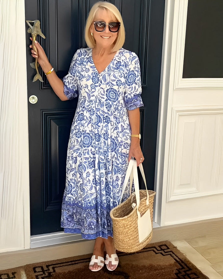 Kelsey | Graceful V-Neck Floral Dress