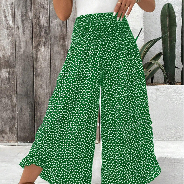 Marion | Printed High-Waisted Wide-Leg Trousers