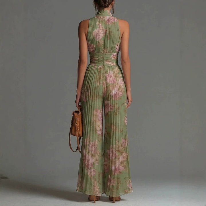 Sofia | Pleated Floral Chiffon Jumpsuit