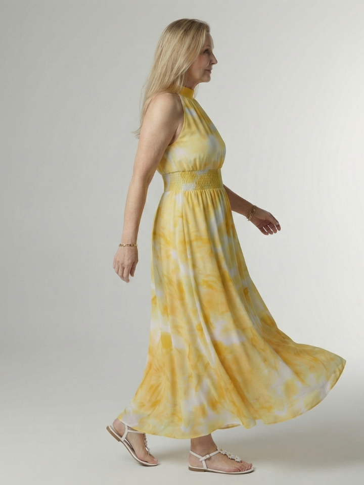 Silke | Gathered Halter Midi Dress