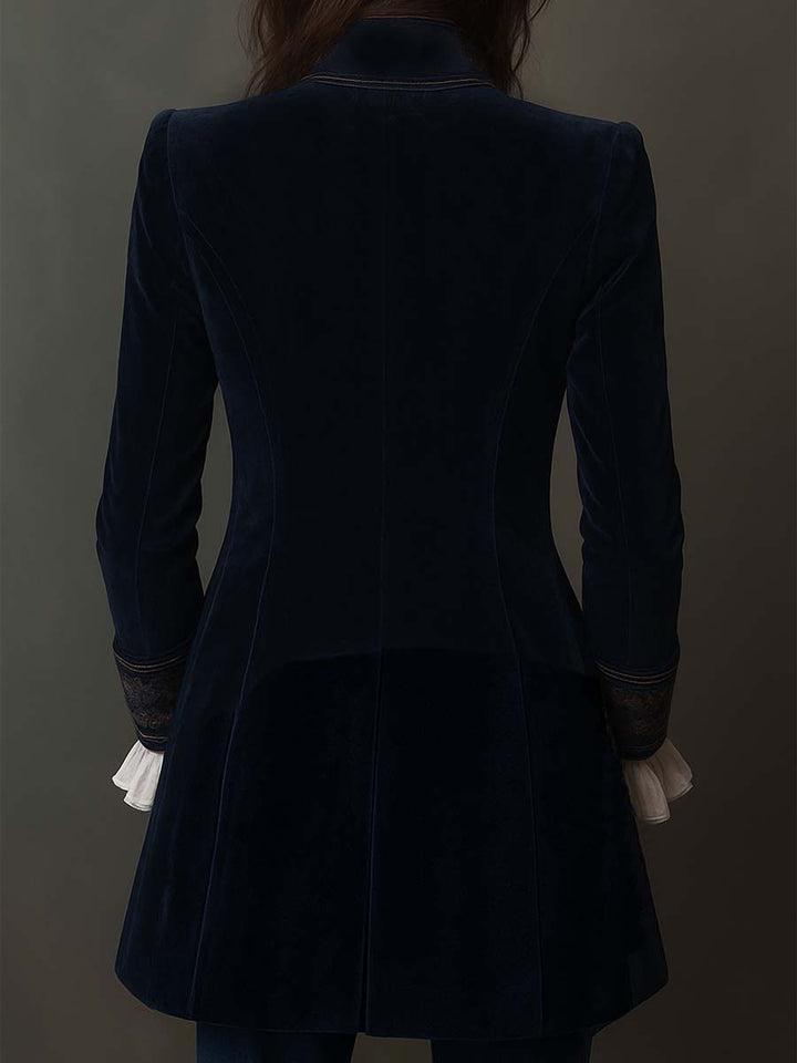 Marguerite | Vintage Navy Embroidered Longline Jacket