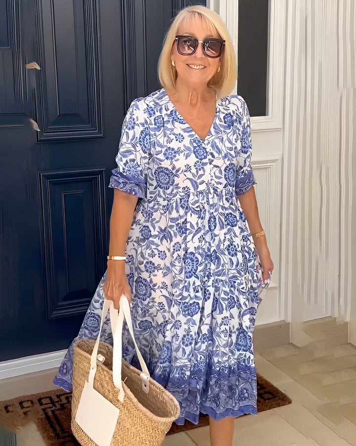 Kelsey | Graceful V-Neck Floral Dress