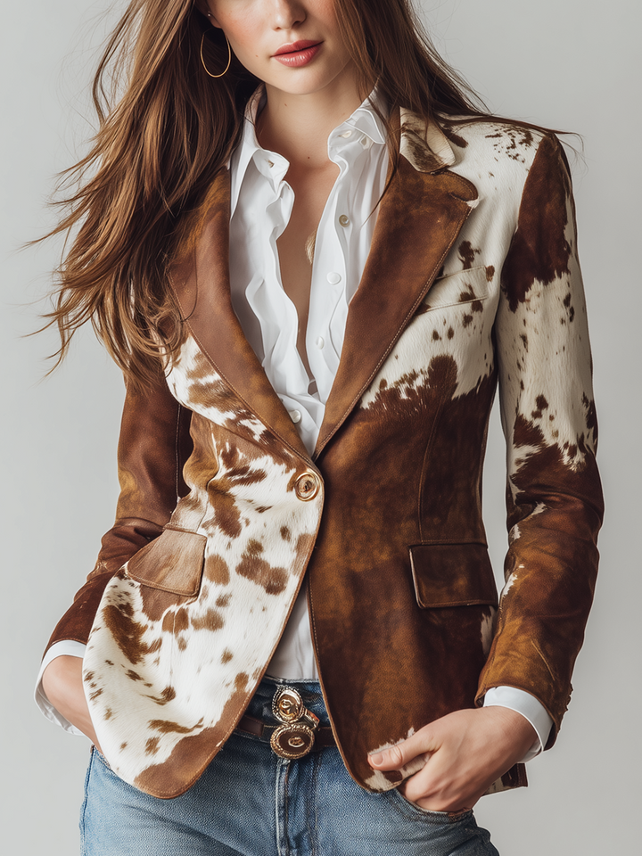 Perpetua | Vintage Cow-Print Eco-Friendly Blazer