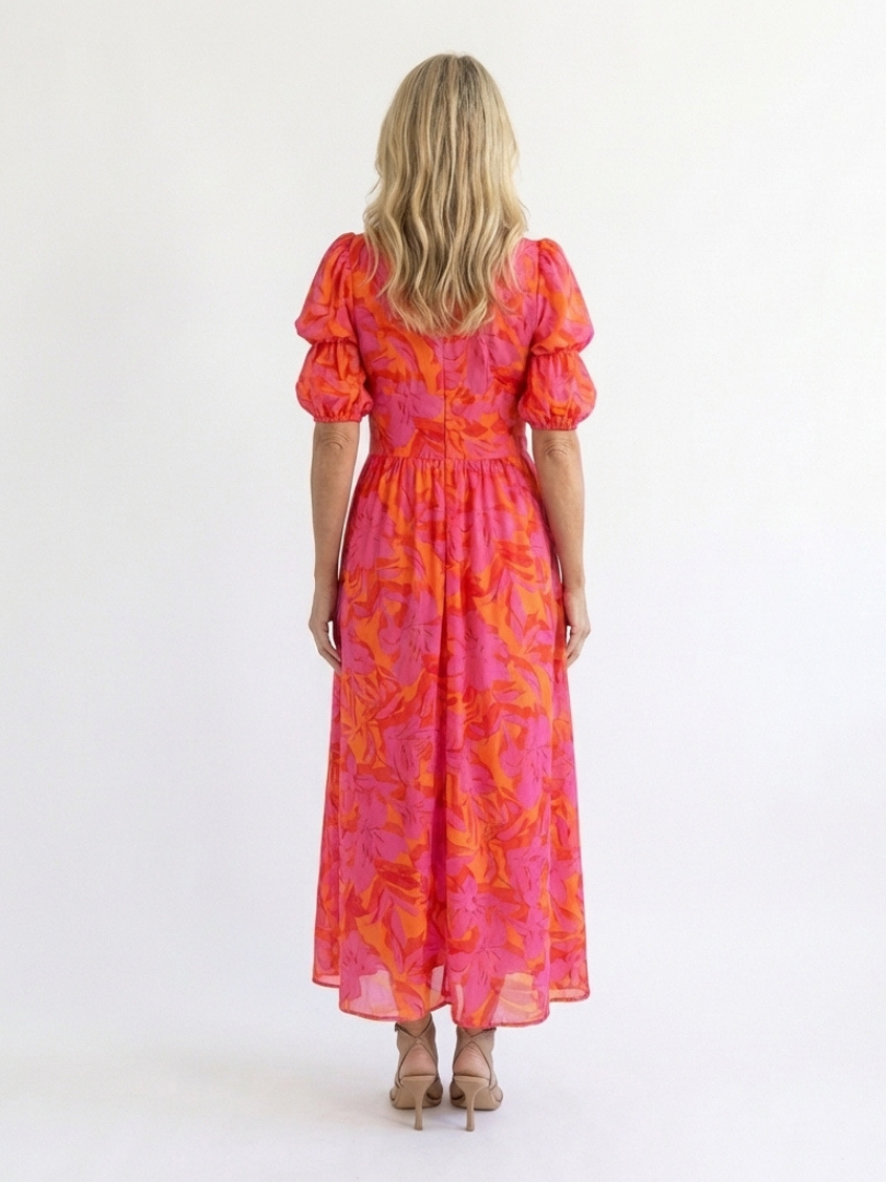 Willow | Floral Puff Sleeve Midi Dress
