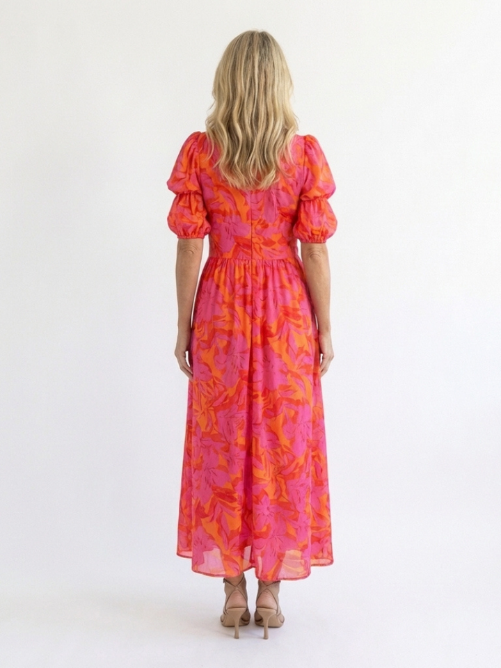 Willow | Floral Puff Sleeve Midi Dress