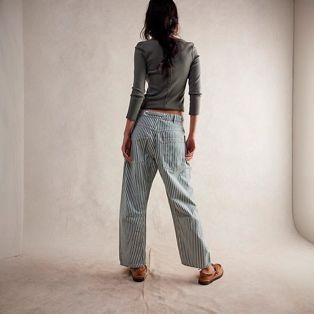 Delphine | Striped Drawstring Wide-Leg Trousers