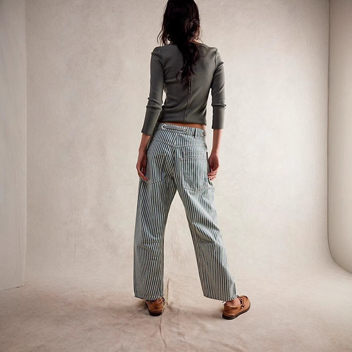 Delphine | Striped Drawstring Wide-Leg Trousers