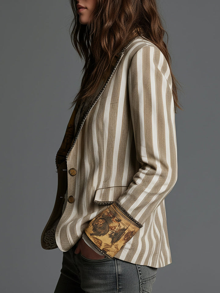Marisol | Boho Striped Lapel Blazer