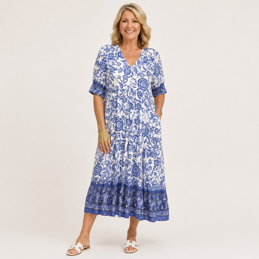 Kelsey | Graceful V-Neck Floral Dress