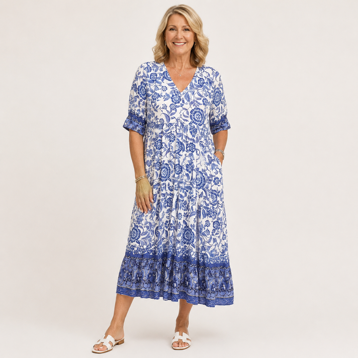 Kelsey | Graceful V-Neck Floral Dress