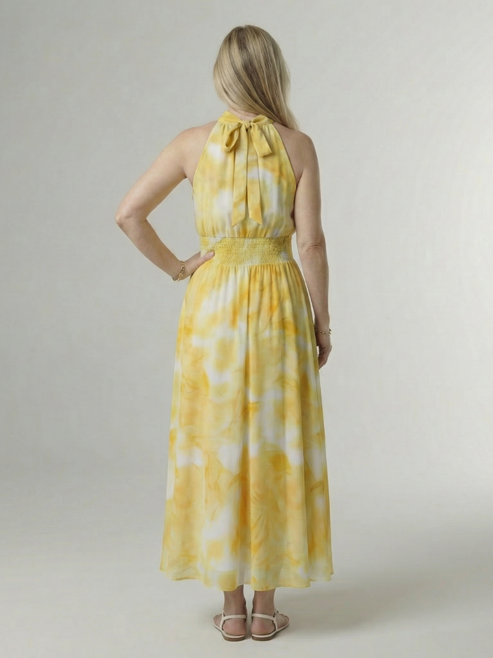Silke | Gathered Halter Midi Dress