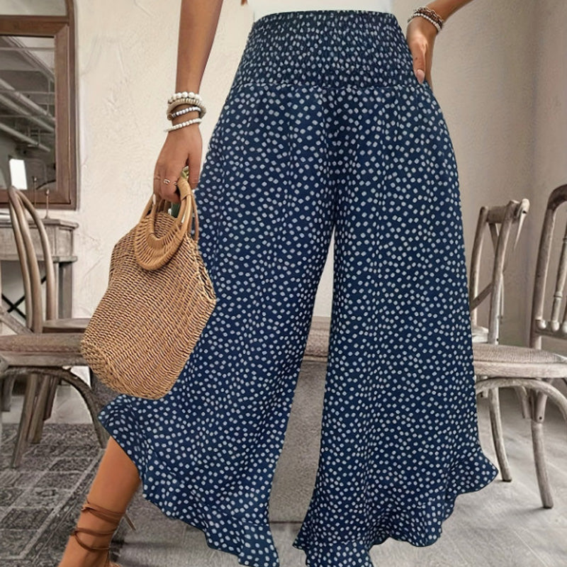 Marion | Printed High-Waisted Wide-Leg Trousers
