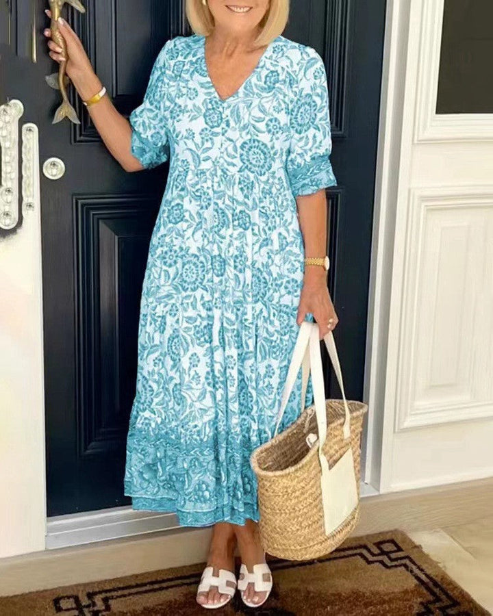 Kelsey | Graceful V-Neck Floral Dress