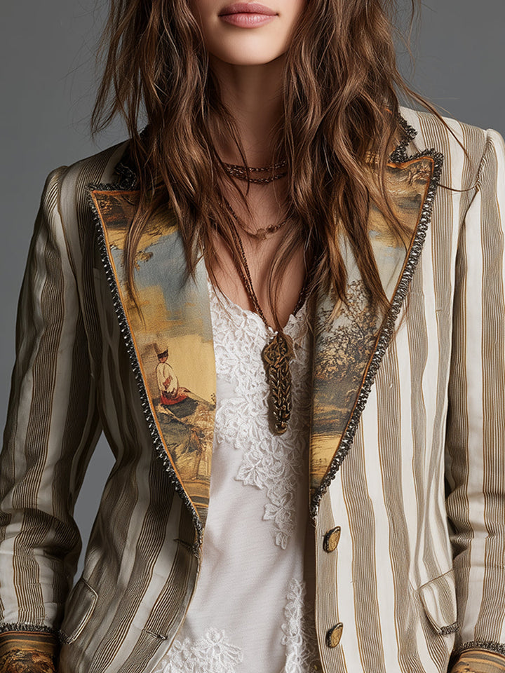 Marisol | Boho Striped Lapel Blazer