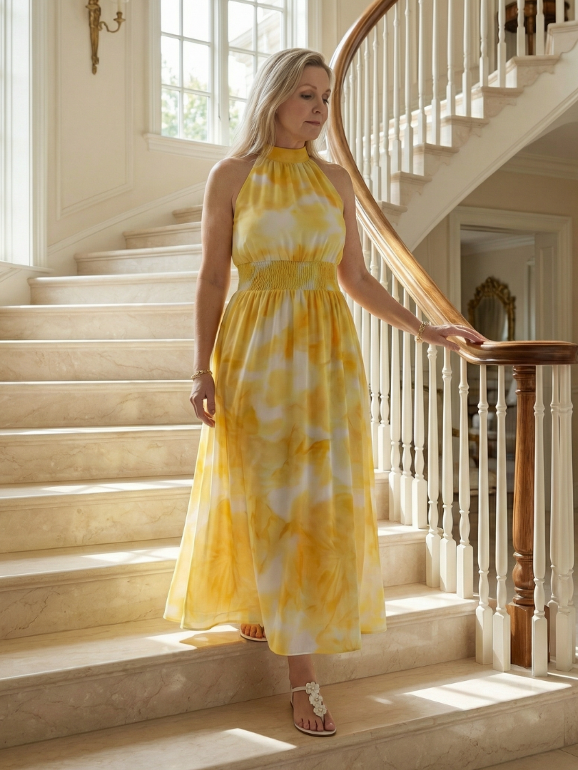 Silke | Gathered Halter Midi Dress