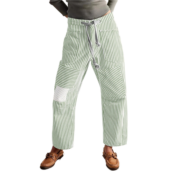 Delphine | Striped Drawstring Wide-Leg Trousers