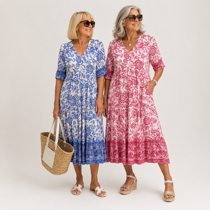 Kelsey | Graceful V-Neck Floral Dress