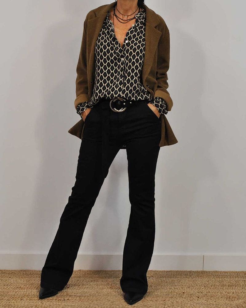 Esme | Geometric V-Neck Blouse