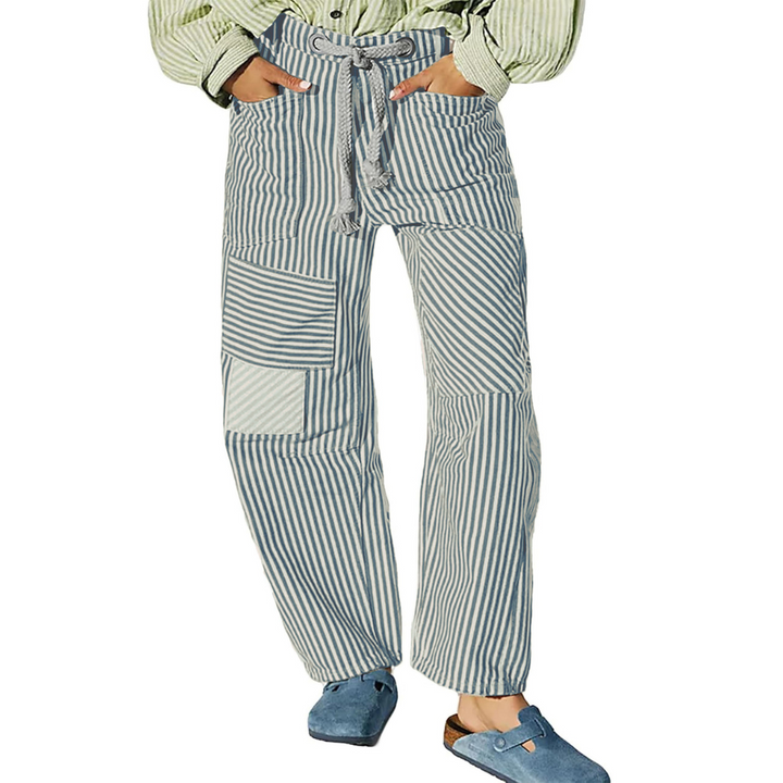 Delphine | Striped Drawstring Wide-Leg Trousers