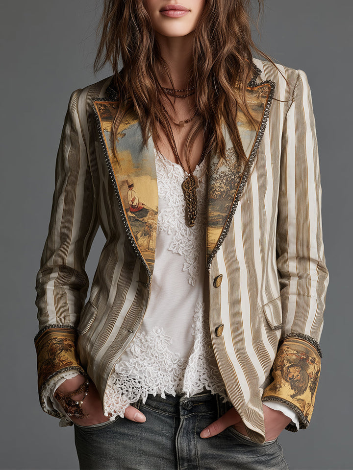 Marisol | Boho Striped Lapel Blazer
