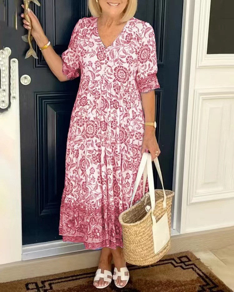 Kelsey | Graceful V-Neck Floral Dress