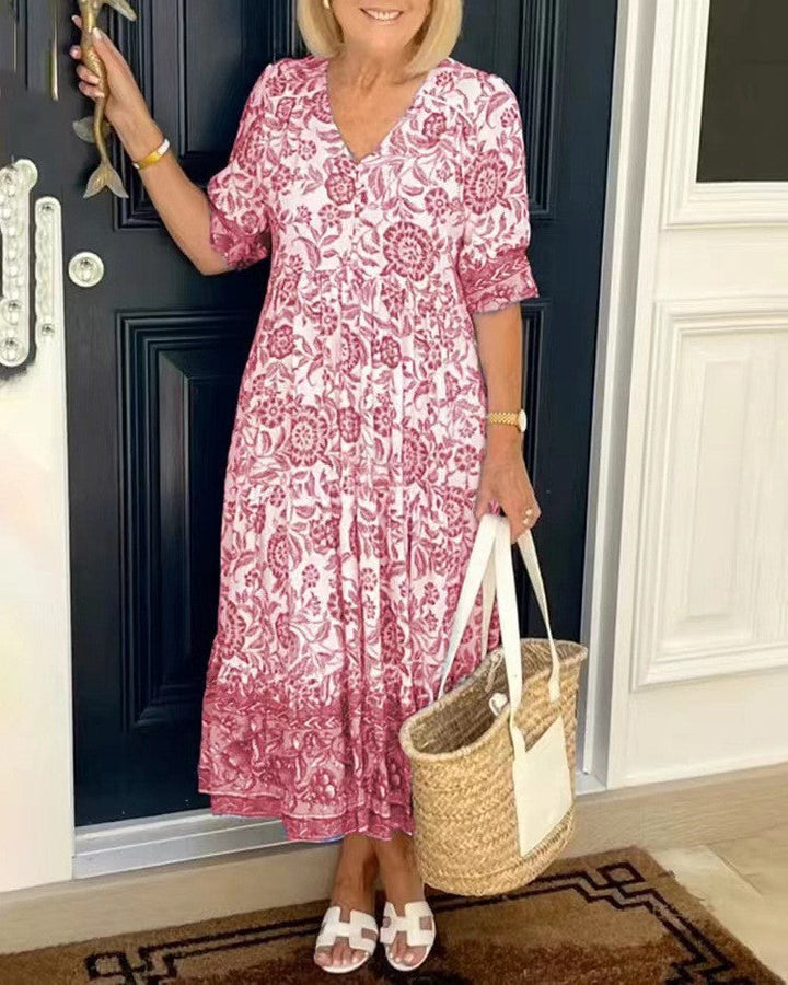 Kelsey | Graceful V-Neck Floral Dress