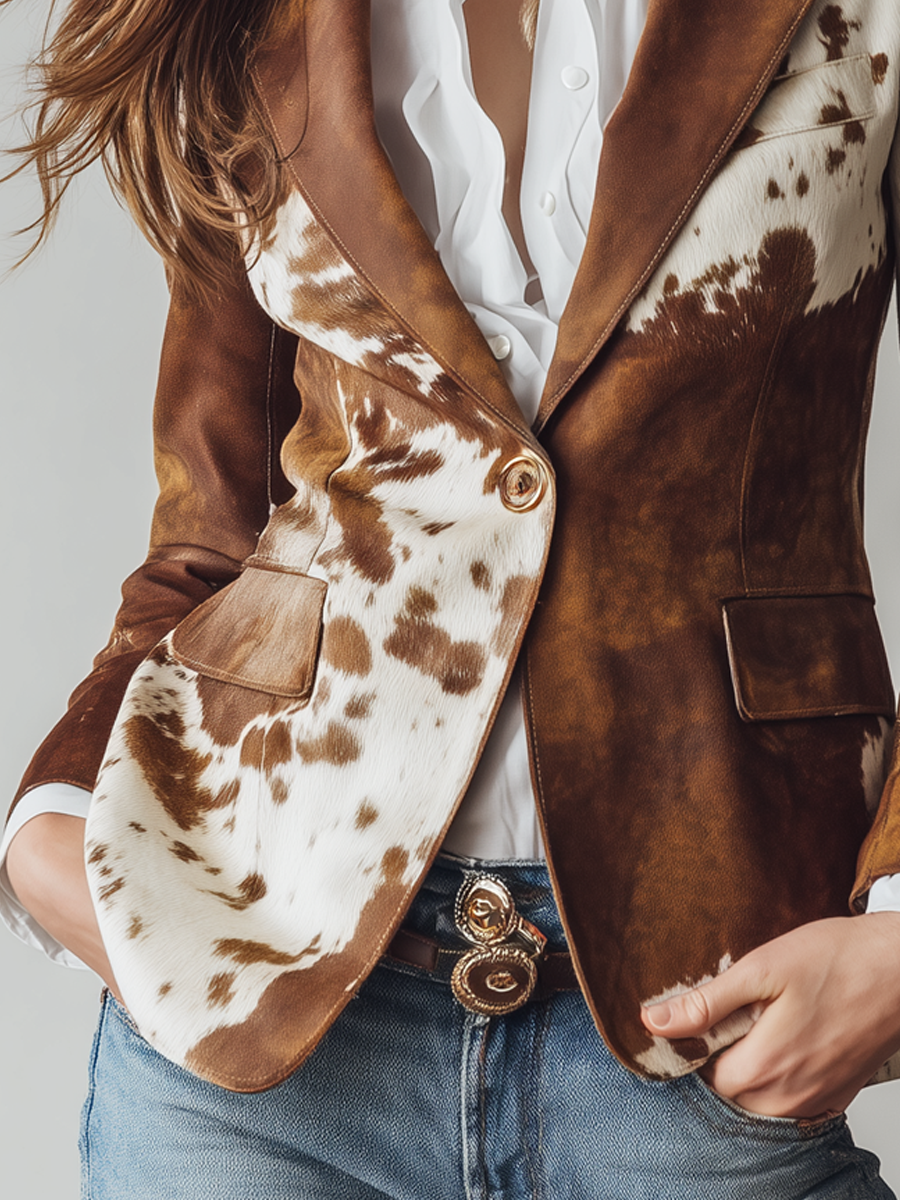Perpetua | Vintage Cow-Print Eco-Friendly Blazer