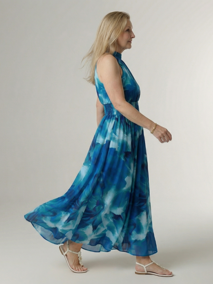 Silke | Gathered Halter Midi Dress