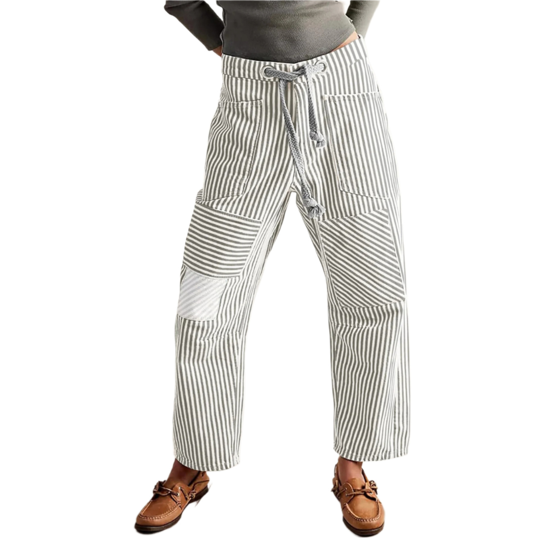 Delphine | Striped Drawstring Wide-Leg Trousers
