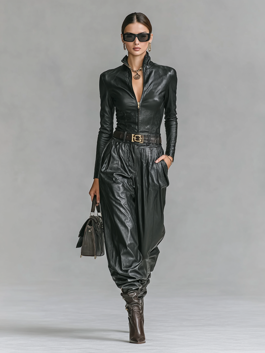 Honora | Leather-Look Shirt Set