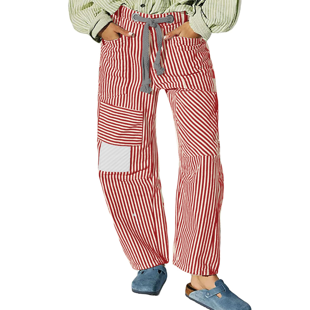 Delphine | Striped Drawstring Wide-Leg Trousers