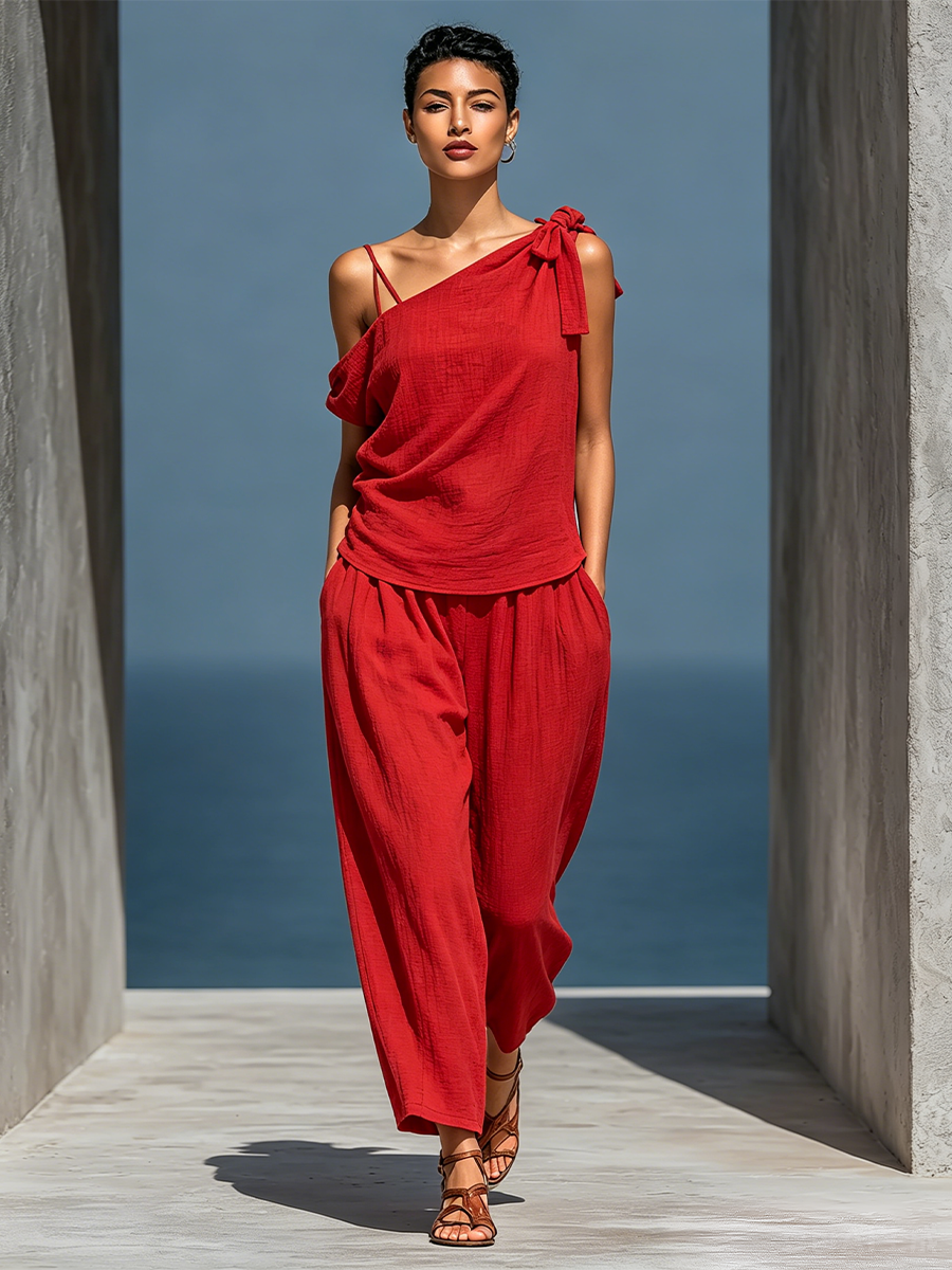 Odile | Red Linen Set