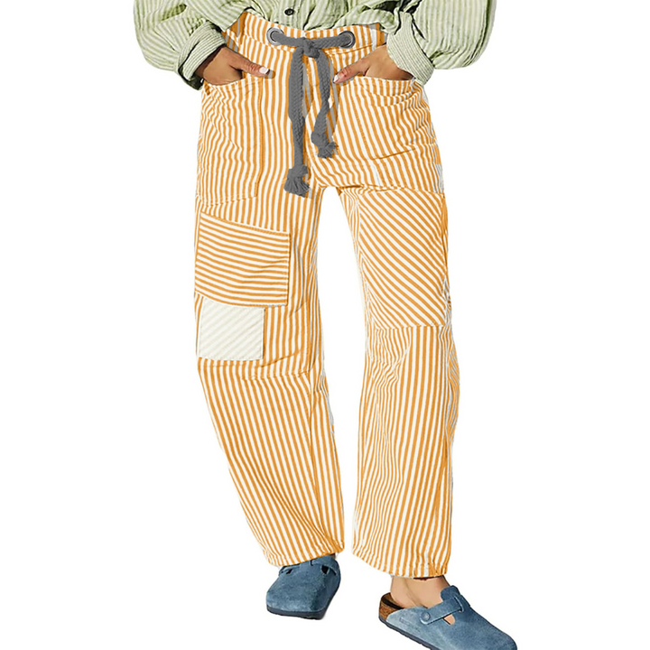 Delphine | Striped Drawstring Wide-Leg Trousers