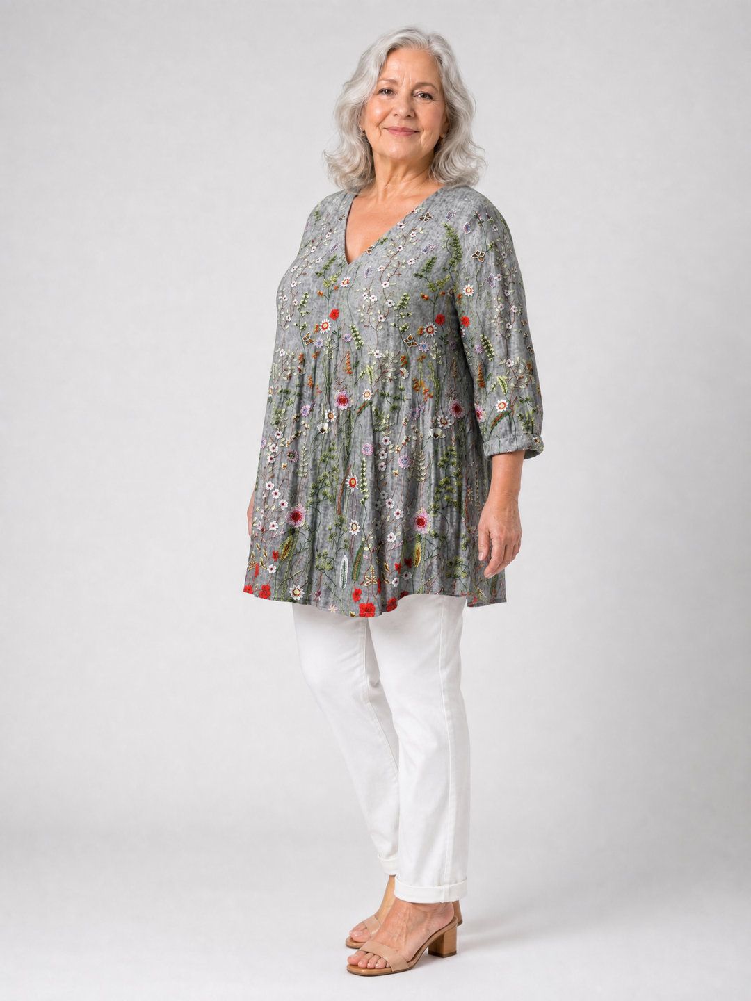Amelie | Long Blouse with V-Neck