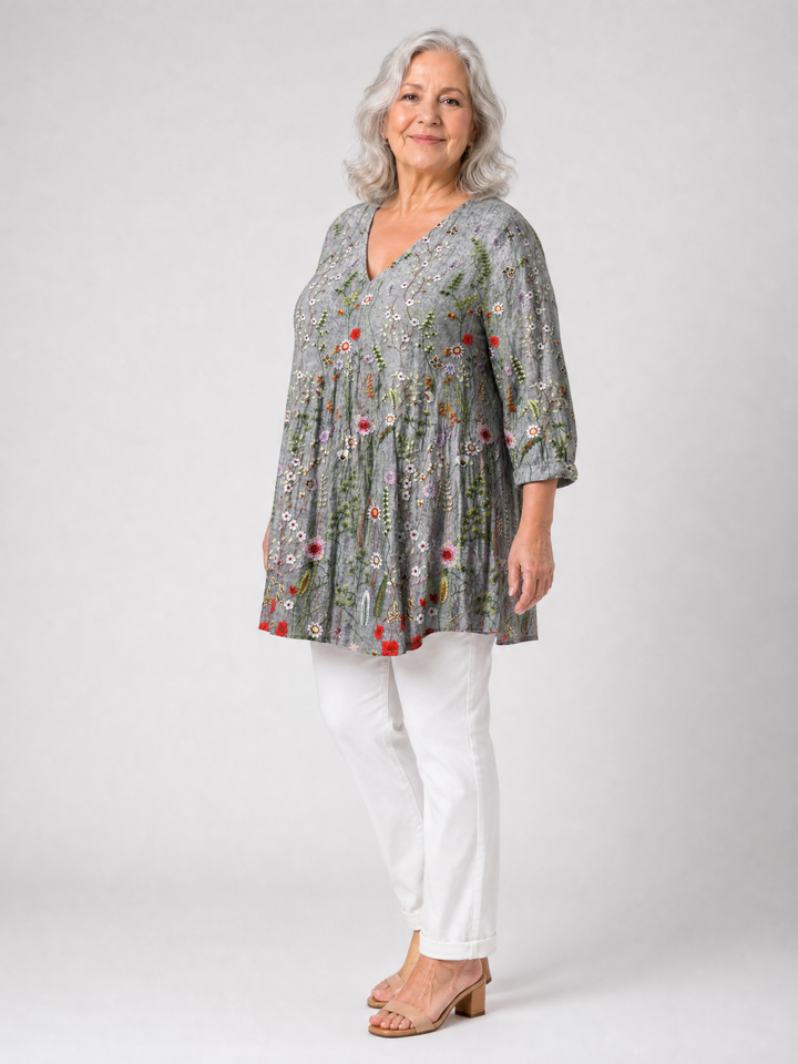 Amelie | Long Blouse with V-Neck